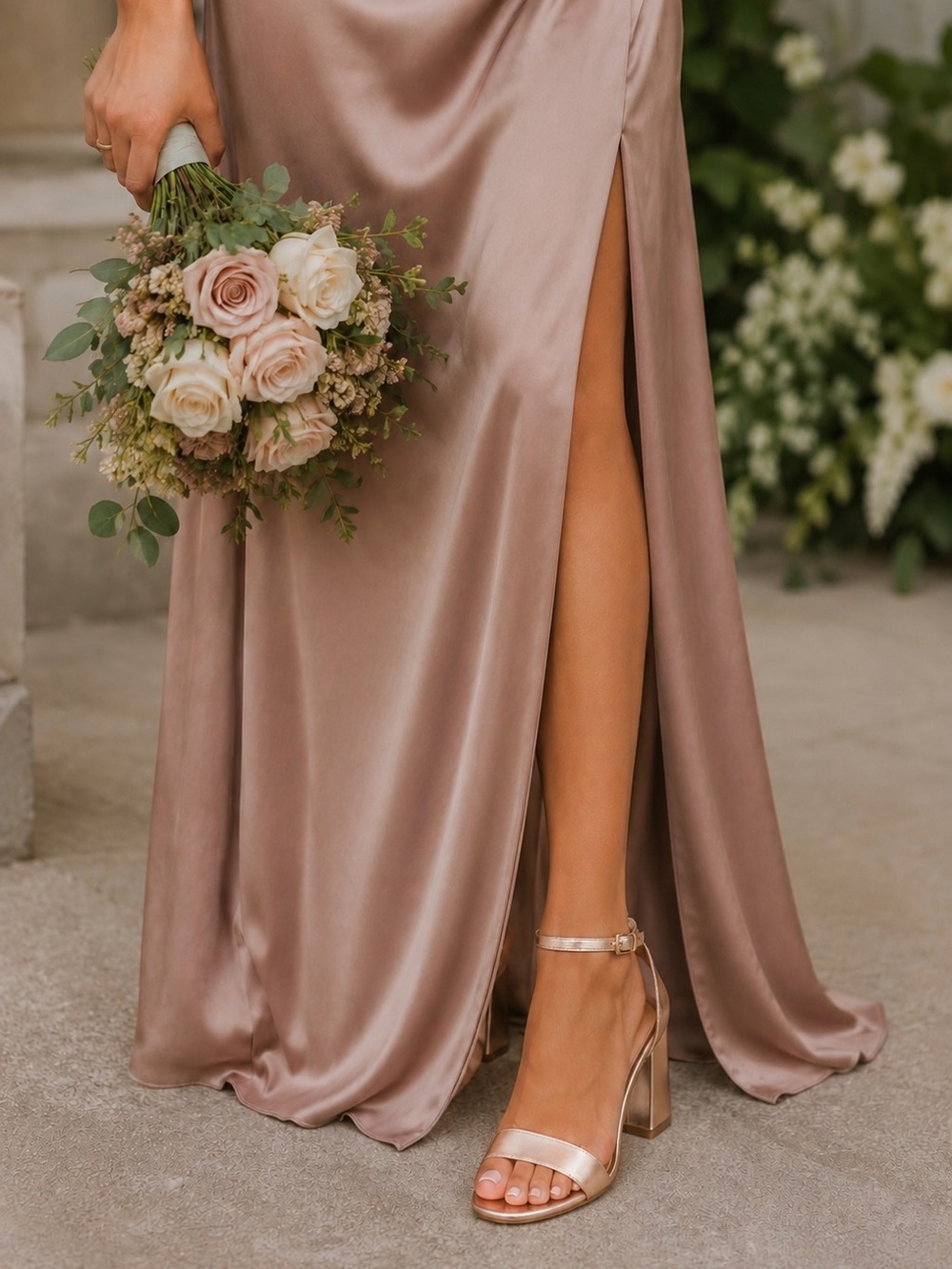 RAMPAGE Metallic Rosegold NORMA Ankle Strap Open Toe Chunky Heels 10
